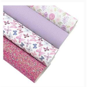 Dcolor Printed Faux Leather Sheets Synthetic Leather Fabric 4 Pcs 7.9" x 11.8"